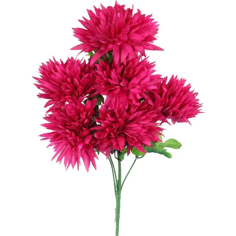 Bukiet 6 Dużych Chryzantem W Kolorze Ciemno-Różowym 60 cm