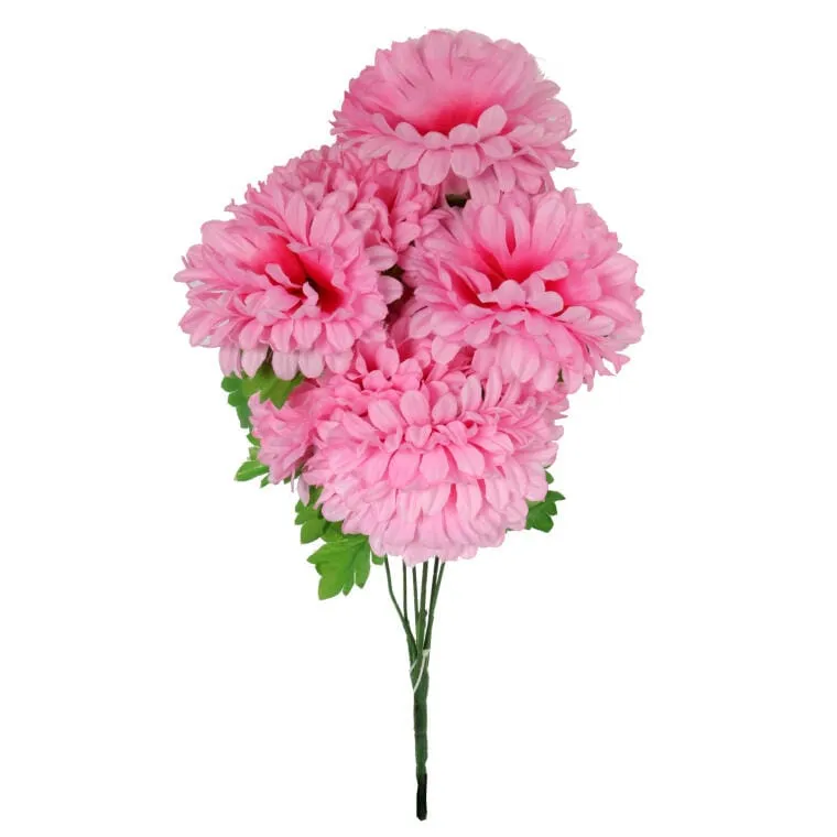 Różowy Bukiet Sztucznych Chryzantem 58 cm - Dekoracja Na Wszystkich Świętych