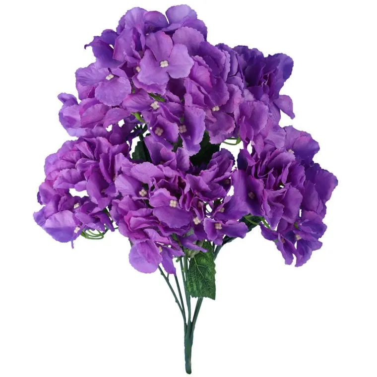 Bukiet Fioletowych Hortensji - 6 Sztuk, Wysokość 42cm