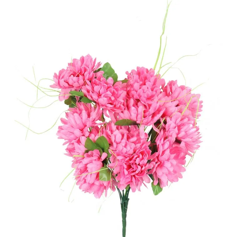 Bukiet 14 Chryzantem W Kolorze Różowym Z Długimi Dodatkami 54 cm