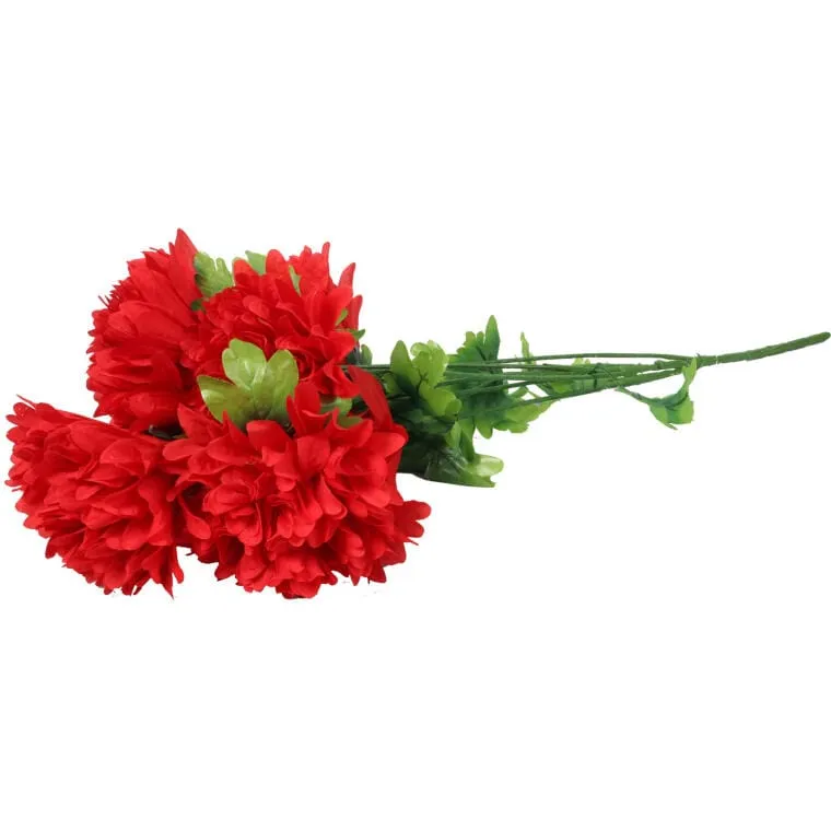 Sztuczny Bukiet 7 Czerwonych Chryzantem 80cm - Dekoracja Na Wszystkich