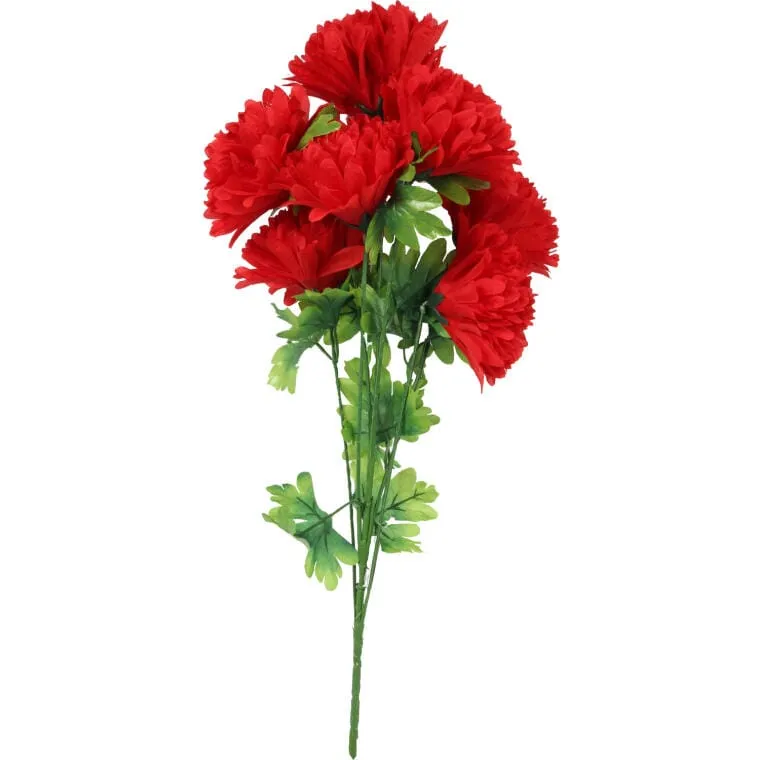 Sztuczny Bukiet 7 Czerwonych Chryzantem 80cm - Dekoracja Na Wszystkich