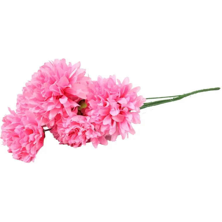 Bukiet 7 Dużych Sztucznych Chryzantem Różowych 80cm