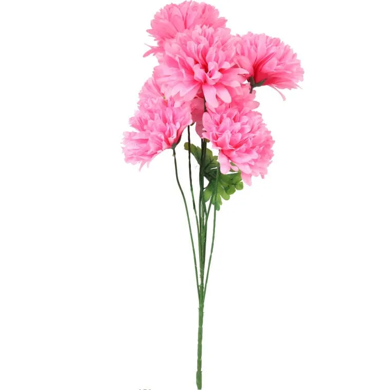 Bukiet 7 Dużych Sztucznych Chryzantem Różowych 80cm