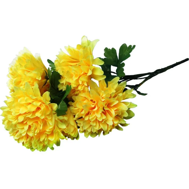Bukiet 7 Sztucznych Chryzantem Żółtych 80cm Wysokości