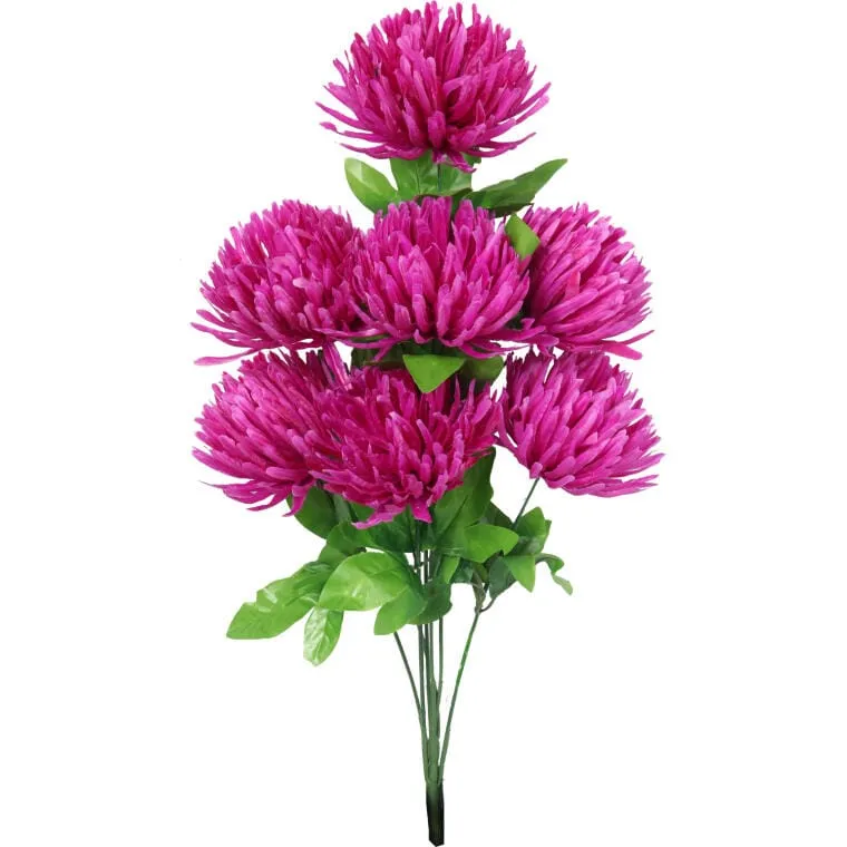 Sztuczny Bukiet 7 Dużych Chryzantem Fioletowych, 70 cm