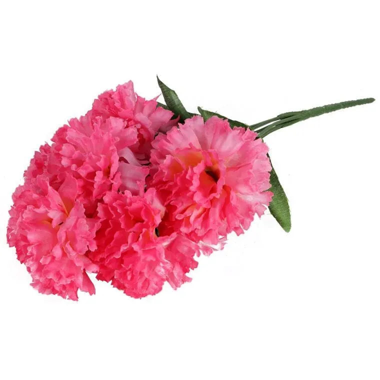 Sztuczne Różowe Goździki - Bukiet 7 Sztuk, Dekoracja O Wysokości 32 cm