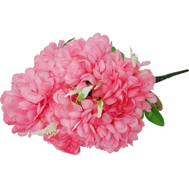 Różowy Bukiet Sztucznych Chryzantem Z Gipsówką - Dekoracja Wszystkich Świętych, 54cm