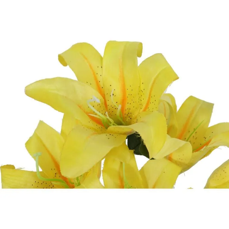Bukiet 10 Sztucznych Lilii Koloru Żółtego - Wysokość 44 cm