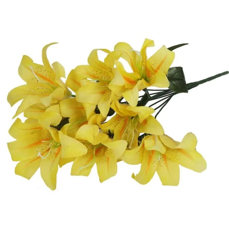 Bukiet 10 Sztucznych Lilii Koloru Żółtego - Wysokość 44 cm