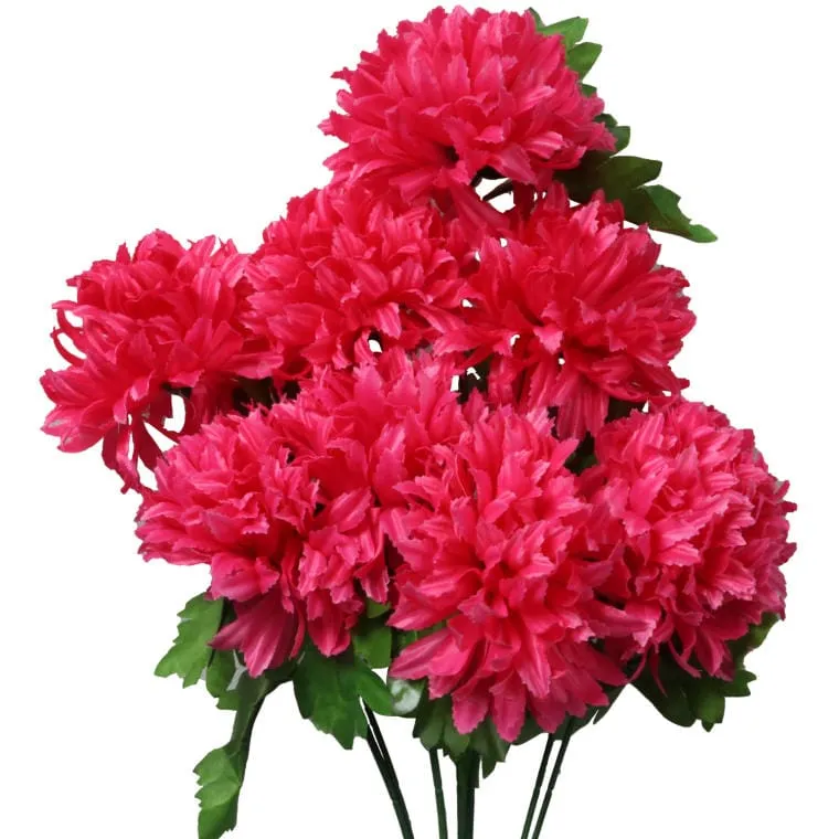Bukiet Różowych Sztucznych Chryzantem - 9 Sztuk, Wysoka Jakość, Realistyczny Wygląd, Dekoracja Na Wszystkich Świętych, 58cm