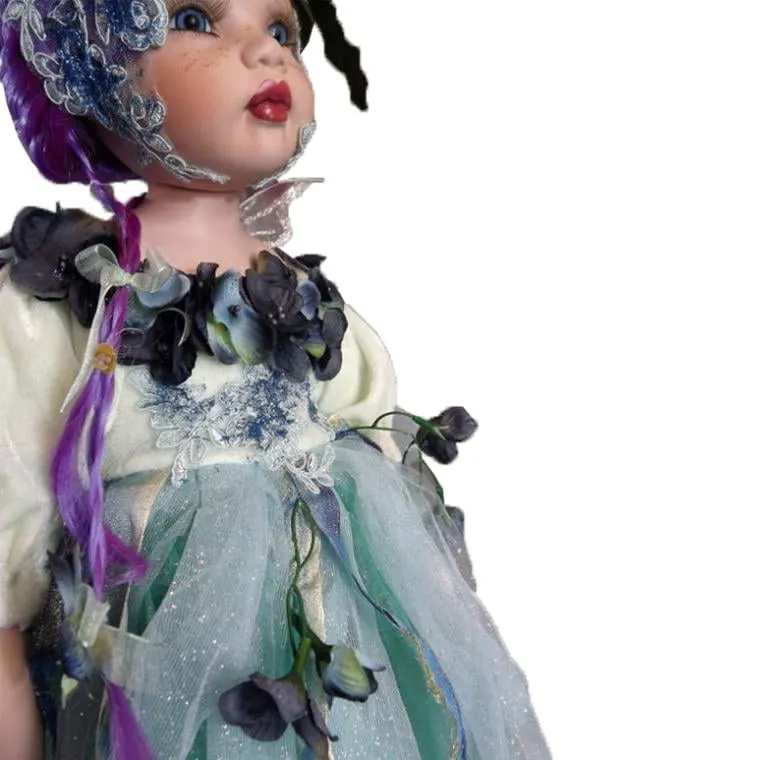Ceramiczna Lalka Elf W Kolorze Turkusowym O Wysokości 60 cm