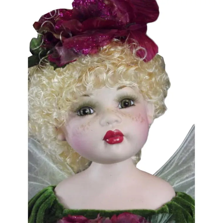 Ceramiczna Lalka Elf Z Skrzydłami W Kolorze Różowo-Zielonym 62 cm