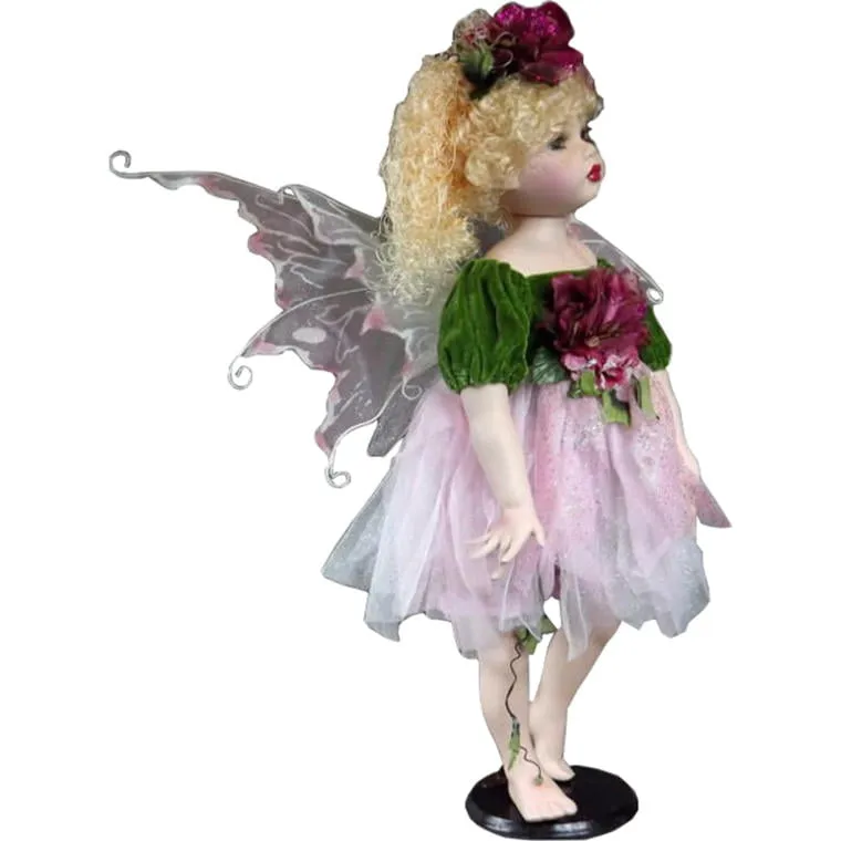 Ceramiczna Lalka Elf Z Skrzydłami W Kolorze Różowo-Zielonym 62 cm