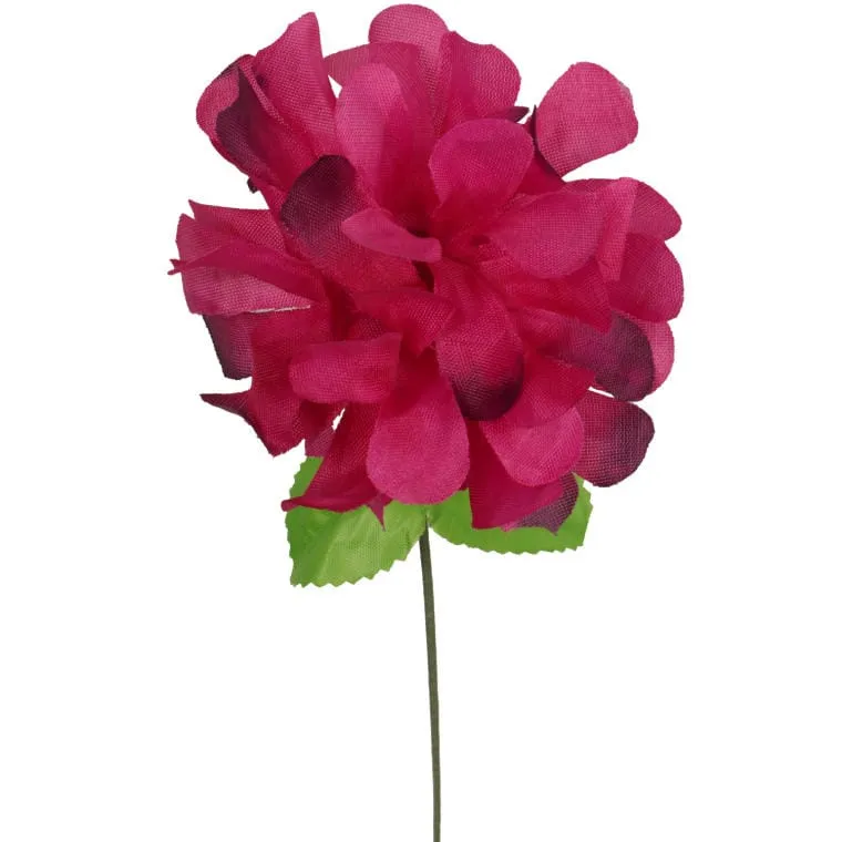 Bordowa Sztuczna Chryzantema Na Wszystkich Świętych - Pojedynczy Kwiat Z Listkiem, 35 cm