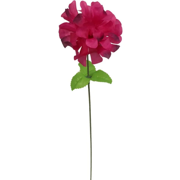 Bordowa Sztuczna Chryzantema Na Wszystkich Świętych - Pojedynczy Kwiat Z Listkiem, 35 cm