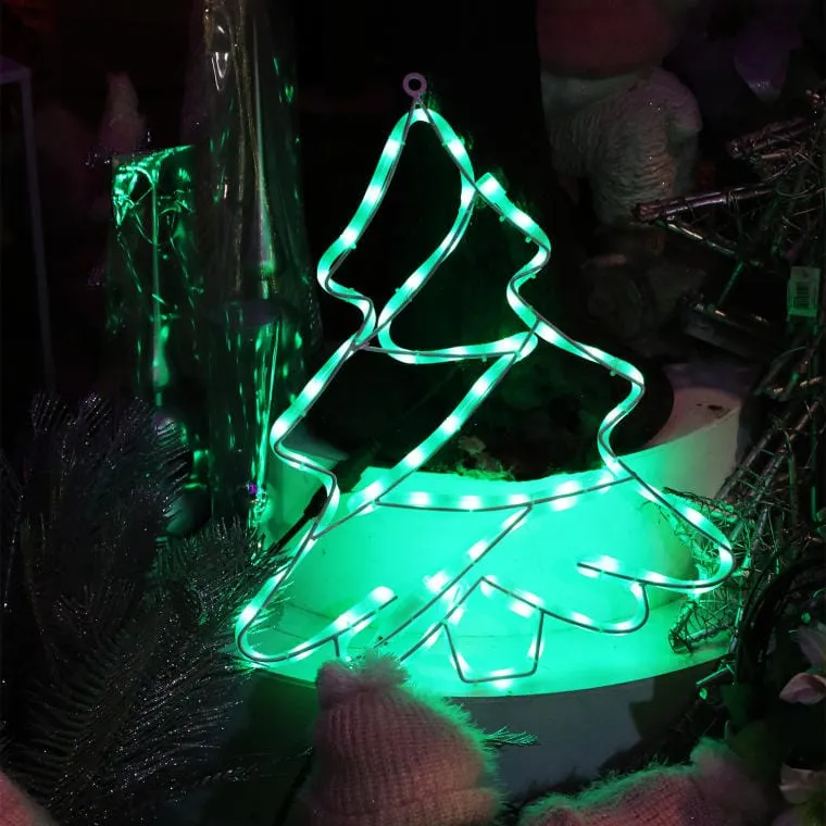 Choinka Neonowa Z Zielonymi LED Do Powieszenia, Zasilanie Sieciowe, 50x40 cm