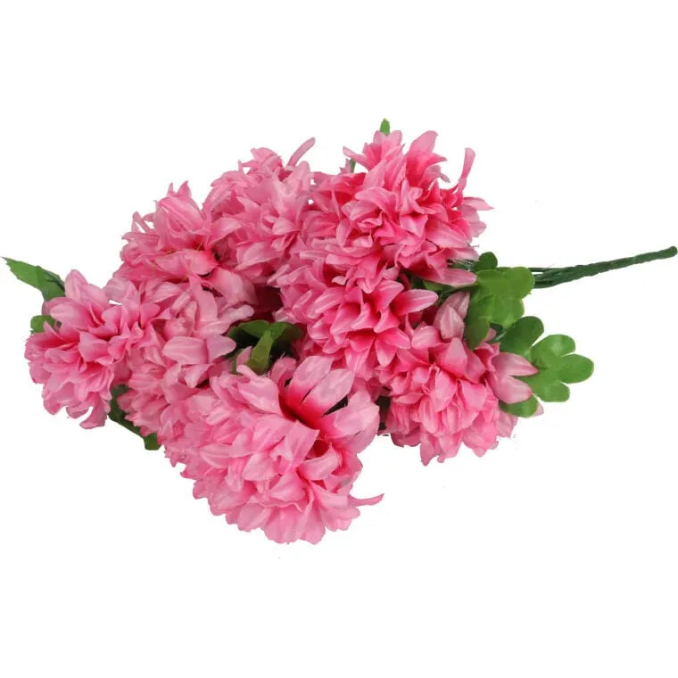 Bukiet Różowych Sztucznych Chryzantem - Dekoracja Na Wszystkich Świętych, 40cm