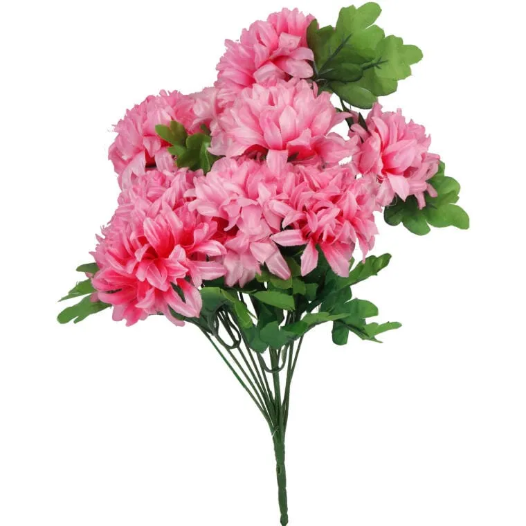 Bukiet Różowych Sztucznych Chryzantem - Dekoracja Na Wszystkich Świętych, 40cm
