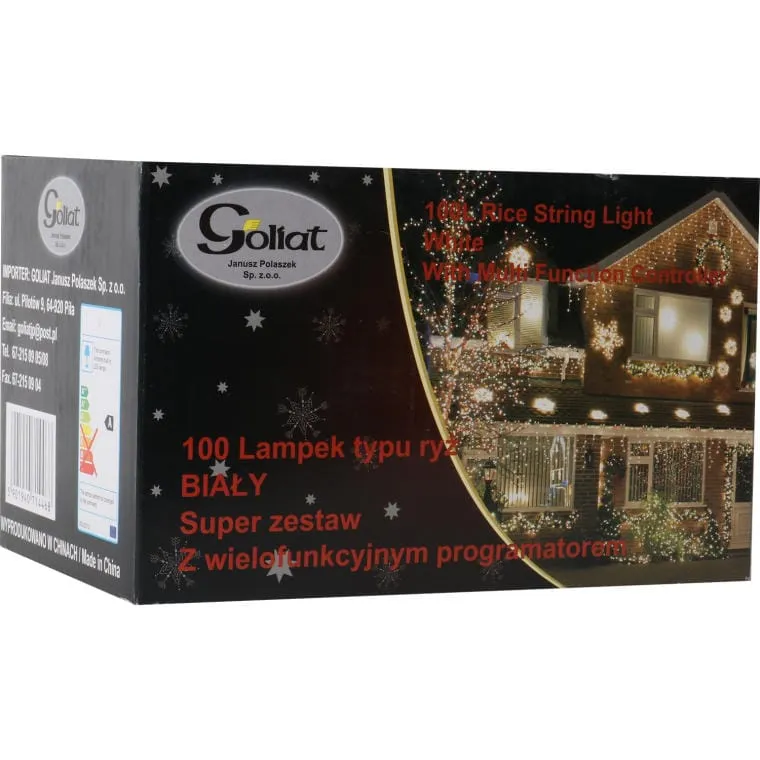 Lampki Choinkowe 100 LED Typu Ryż Z Programatorem Ciepły - Biały