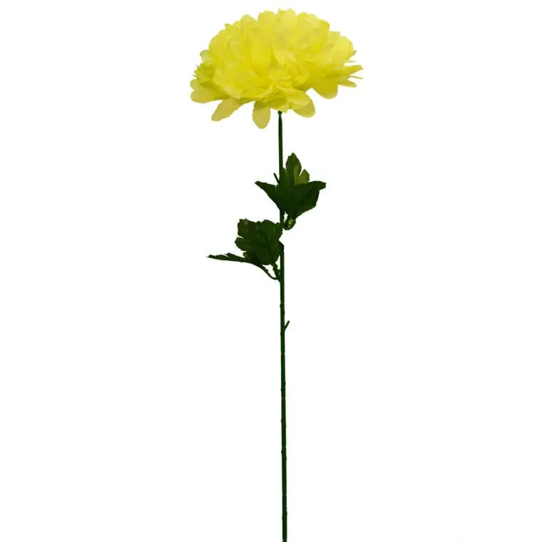 Sztuczna Chryzantema – Dekoracja Na Wszystkich Świętych, Wysokość 75 cm, Średnica Główki 20 cm - Żółta