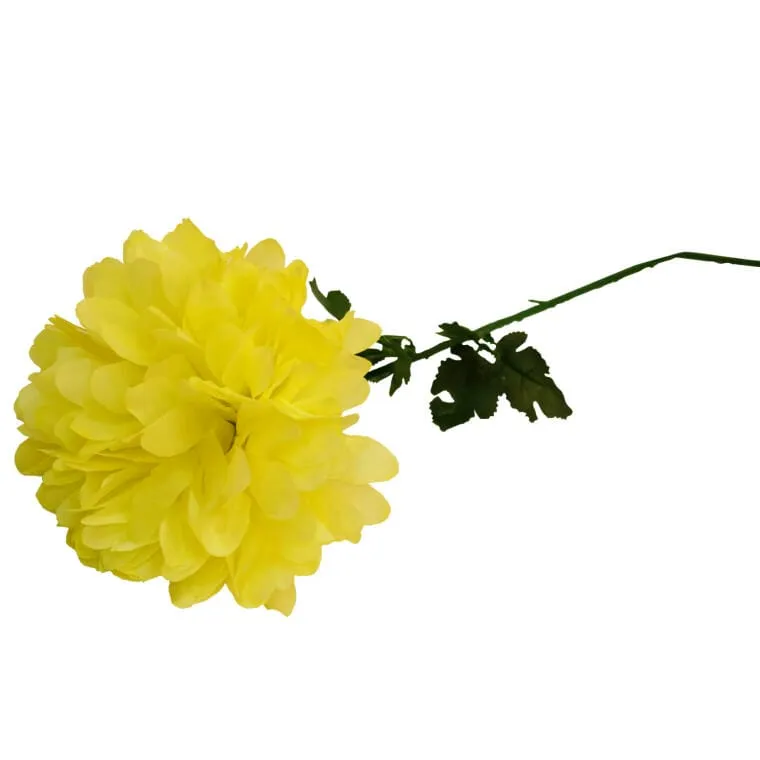 Sztuczna Chryzantema – Dekoracja Na Wszystkich Świętych, Wysokość 75 cm, Średnica Główki 20 cm - Żółta