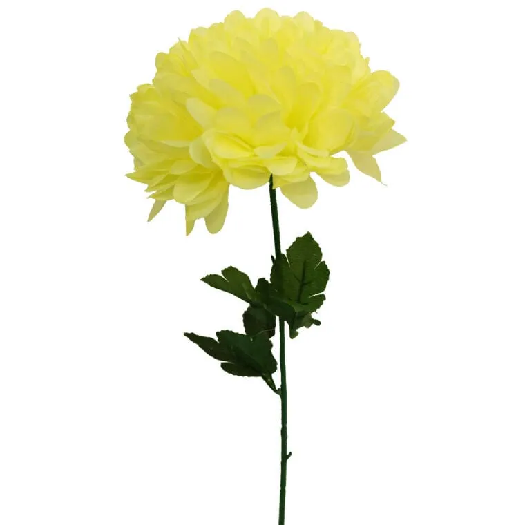 Sztuczna Chryzantema – Dekoracja Na Wszystkich Świętych, Wysokość 75 cm, Średnica Główki 20 cm - Żółta