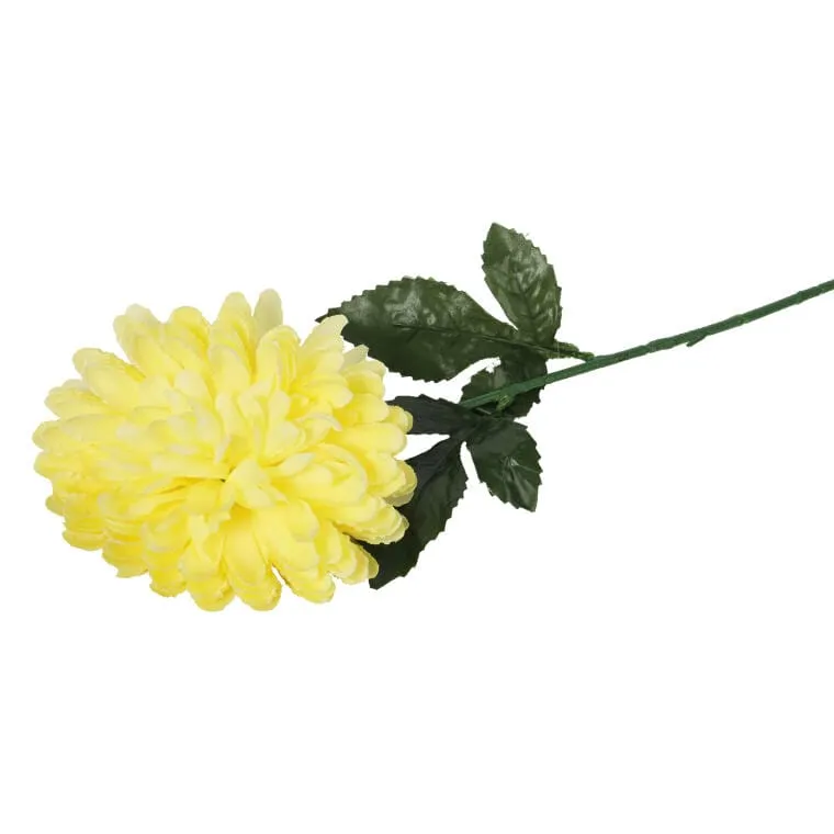 Sztuczna Chryzantema Kremowa, Pojedynczy Kwiat, Wysokość 70 cm, Główka 16 cm