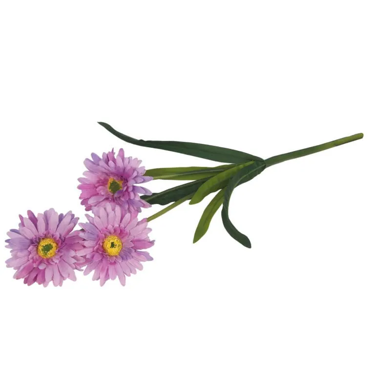 Sztuczna Gałązka Gerber 3 W Kolorze Wrzosowym, Realistyczna Dekoracja, 55cm