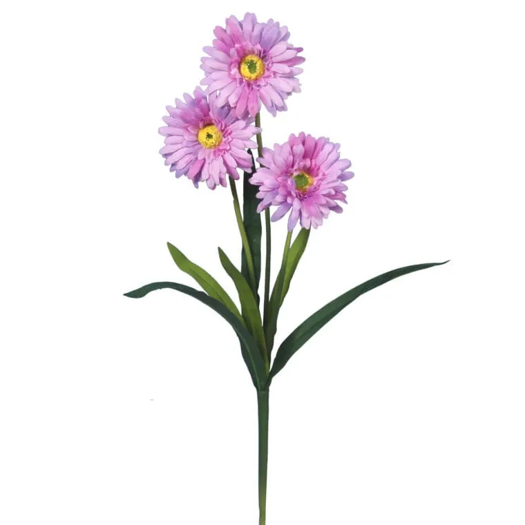Sztuczna Gałązka Gerber 3 W Kolorze Wrzosowym, Realistyczna Dekoracja, 55cm