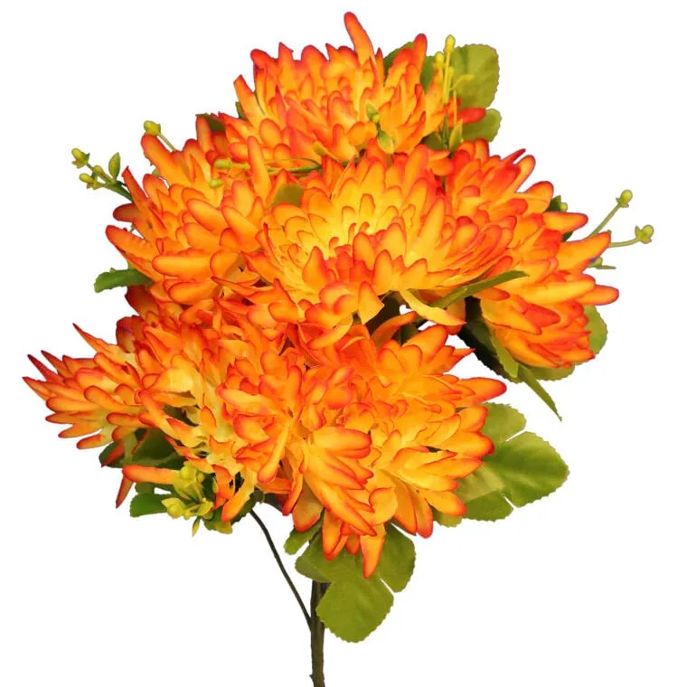 Bukiet 7 Chryzantem Z Dodatkami, 35 cm - Pomarańczowy