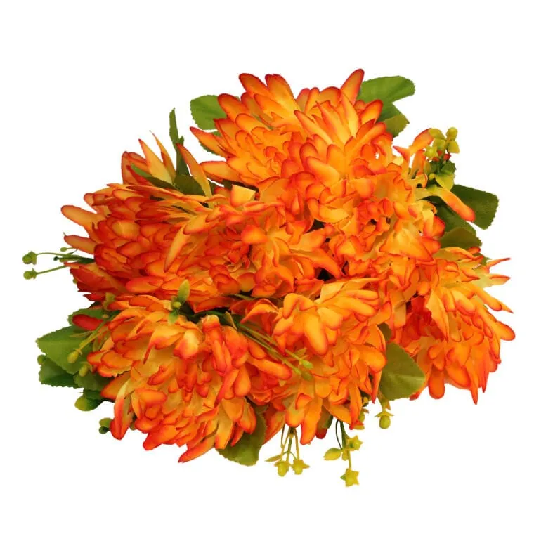 Bukiet 7 Chryzantem Z Dodatkami, 35 cm - Pomarańczowy