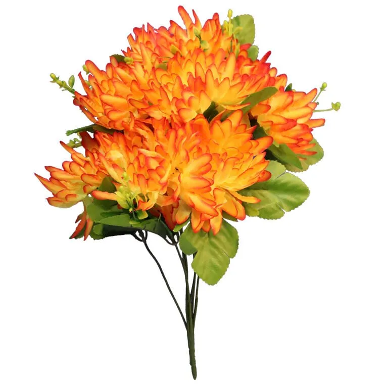 Bukiet 7 Chryzantem Z Dodatkami, 35 cm - Pomarańczowy