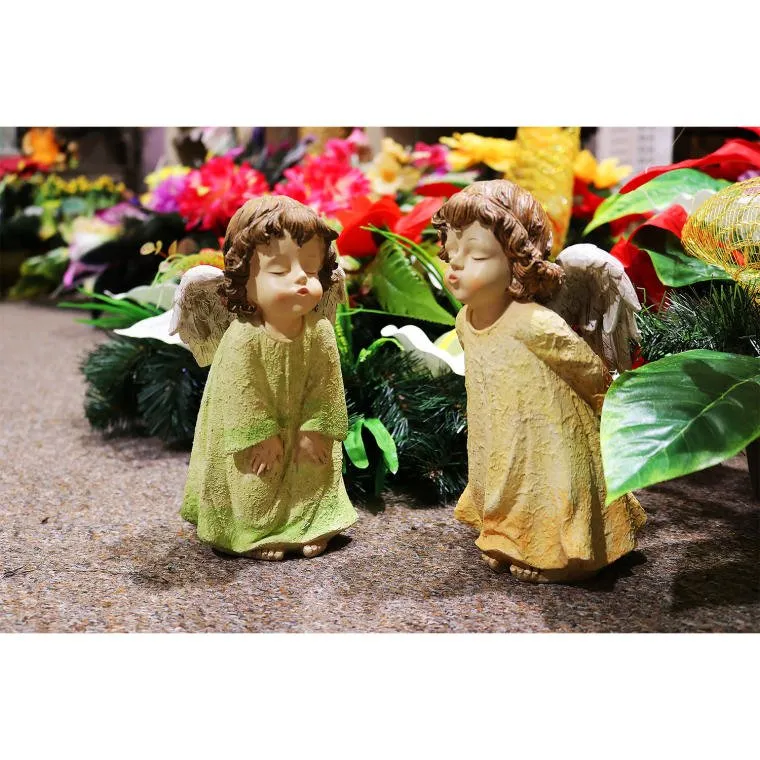 Figurka Anioła Strażnika W Kremowej Szacie - Dekoracja Do Domu I Na Pomnik 21 cm