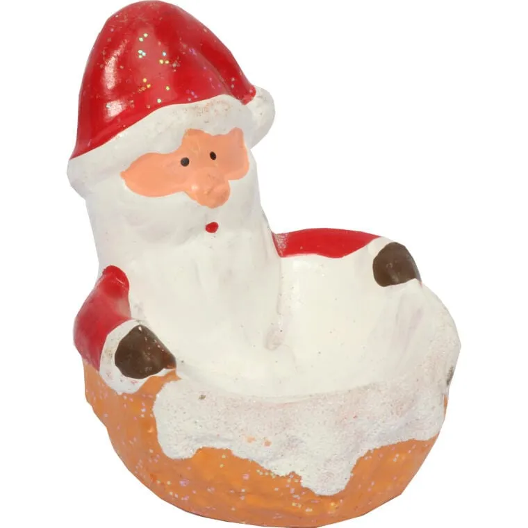 Świecznik Tealight W Kształcie Mikołaja Z Ceramiki W Kolorze Czerwieni I Brązu