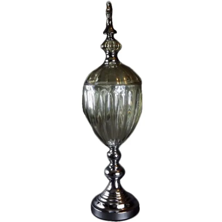 Patera W Kolorze Przydymionego Kryształu Z Chromem 18x65 cm