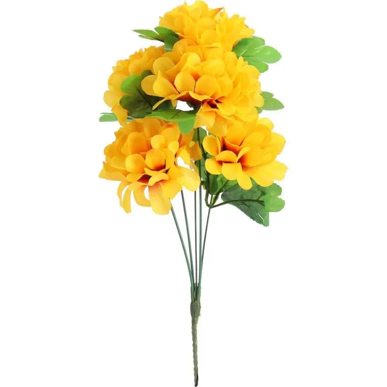Bukiet 5 Chryzantem 36 cm Kolor - Żółty