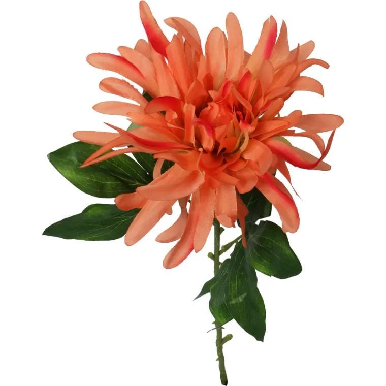 Pomarańczowa Dalia Sztuczna - Pojedyncza Gałązka O Wysokości 70 cm