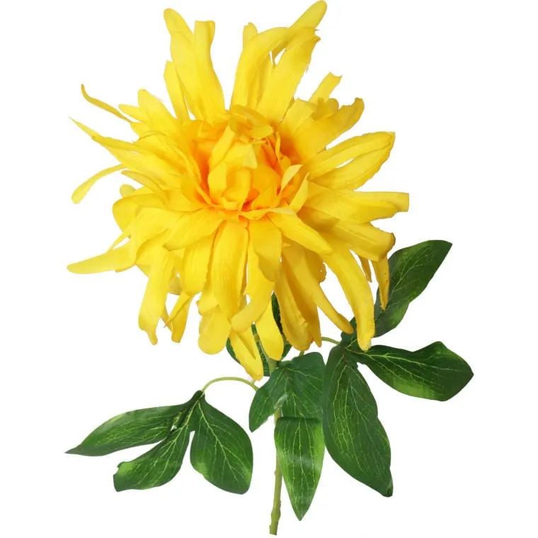 Dalia - Sztuczny Kwiat Na Gałązce, Kolor Żółty, Wysokość 70 cm