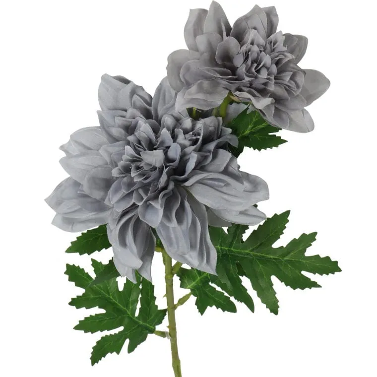 Sztuczna Gałązka Z Dwoma Daliami Szarymi - Dekoracja O Naturalnym Wyglądzie, 66 cm