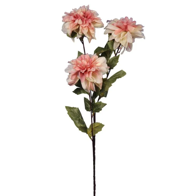 Dekoracyjna Gałązka Z Trzema Daliami W Jasnoróżowym Kolorze - 80 cm