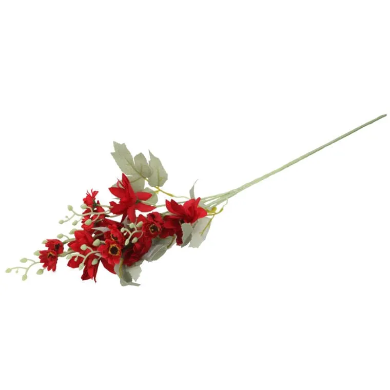 Dekoracyjna Gałązka Z 5 Czerwonymi Daliami Sztucznymi - Wygląd Naturalny, Wysokość 86cm