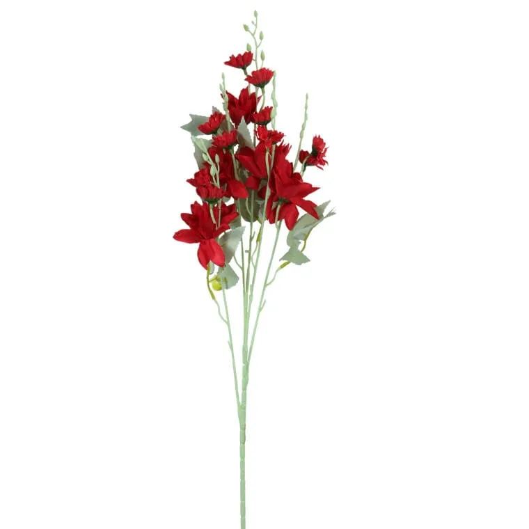 Dekoracyjna Gałązka Z 5 Czerwonymi Daliami Sztucznymi - Wygląd Naturalny, Wysokość 86cm