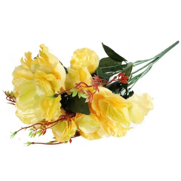 Bukiet 7 Róż Kwiat Sztuczny Jasno 70 cm - Żółty
