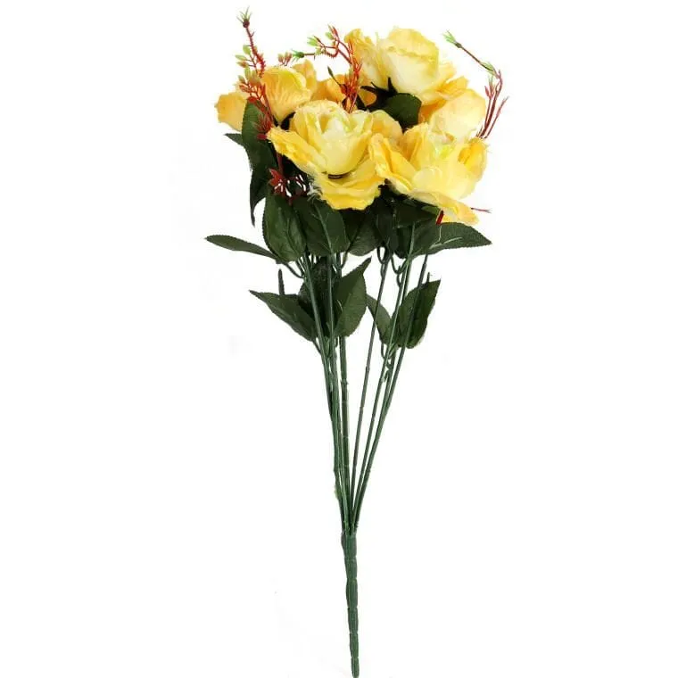 Bukiet 7 Róż Kwiat Sztuczny Jasno 70 cm - Żółty
