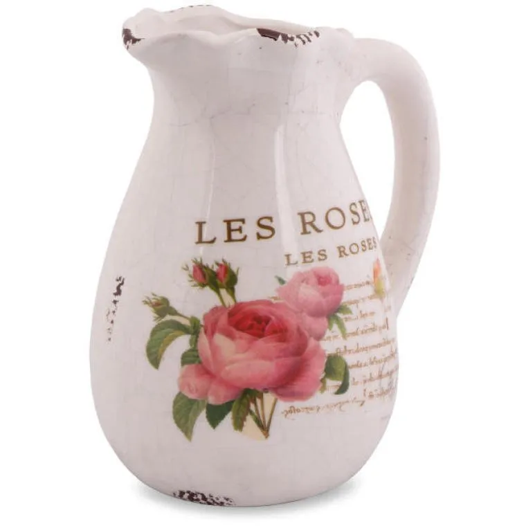 Dzbanek Ceramiczny Rose Z Antypoślizgowymi Podkładkami, Styl Vintage, 16 cm