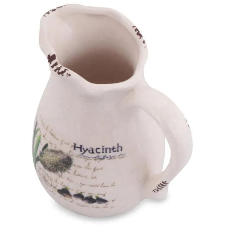 Dekoracyjny Dzbanek Ceramiczny Z Motywem Hiacyntów 13 cm