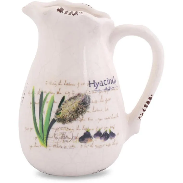 Dekoracyjny Dzbanek Ceramiczny Z Motywem Hiacyntów 13 cm