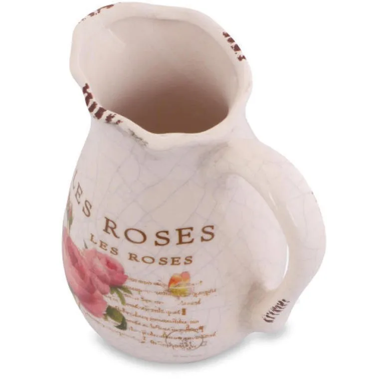 Dzbanek Ceramiczny Rose Vintage 13 cm W Stylu Shabby Chic