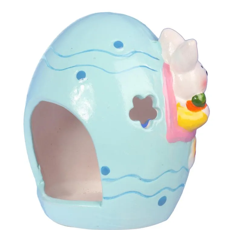 Lampion Ceramiczny Wielkanocny Jajko Z Zajączkiem W Kolorze Różowym Na Świeczkę Tealight